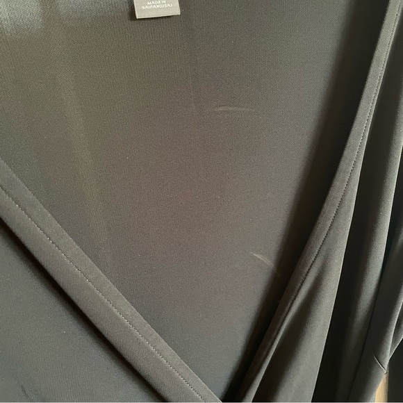 Ann Taylor Wrap Dress Womens 10 Black Classic Slinky Classy 3/4 Sleeve Corporate - Picture 6 of 13